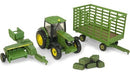 Miniatura Trator John Deere 6210R Com Enfardadeira + Fenos 1/64