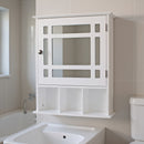 Armário de Banheiro com Espelho, Armário de Parede com 6 Prateleiras Laterais, Armário Branco com Espelho, Branco