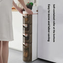 Armário de Armazenamento para Banheiro com Rodas e 4 Níveis - Organizador que Economiza Espaço, Design em Plástico Branco e Marrom para Espaços Estreitos, Unidade Autônoma Multifuncional com Portas Transparentes, Organizadores e Gavetas de Armazenamento p