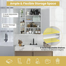 Armário de Banheiro com Espelho, Armário de Parede com 6 Prateleiras Laterais, Armário Branco com Espelho, Branco