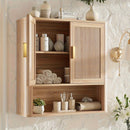 Armário de Banheiro com Prateleiras Ajustáveis, Organizador para Cima do Vaso Sanitário, Cozinha e Sala de Estar, Gabinete de Medicamentos em Portas de Madeira Carvalho Natural