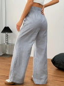 Calça Feminina Girls List – Listras Elegantes e Modelagem Wide Leg