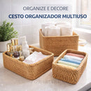 Cesto Organizador Vime Natural Trançado Multiuso Banheiro Quarto