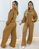 Conjunto Feminino Inverno – Calça Pantalona e Cropped Gola Alta em Lanzinha