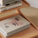 C Shaped End Table For Couch With Rolling Wheels Wood Color