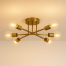 Lustre Moderno Dourado 6 Lâmpadas