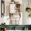 Armário de Banheiro com Espelho, Armário de Parede com 6 Prateleiras Laterais, Armário Branco com Espelho, Branco