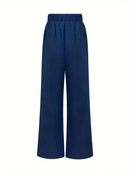 Calça Feminina Cristal – Pantalona com Fenda e Detalhes em Botões Casual