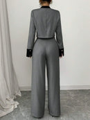 Conjunto Feminino Instance Casual - Calça pantalona + Blusa de manga longa