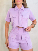 Conjunto Feminino em Alfaiataria Boucle Mode – Cropped e Short Social