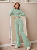 Conjunto Feminino Calça Flare + Cropped Bailarina – Modelagem Slim Fit