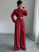 Conjunto Feminino Elegante Marisol – Top Assimétrico e Calça Pantalona