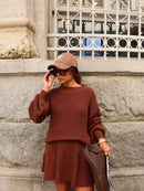 Conjunto Feminino Tricot Susany - Saia Godê Curta e Blusa Manga Bufante