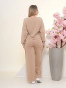 Conjunto Feminino de Moletinho Samy – Blusa Manga Longa e Calça Pantalona