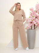 Conjunto Feminino de Moletinho Samy – Blusa Manga Longa e Calça Pantalona