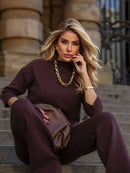 Conjunto Marian de Tricô – Oversized com Manga 3/4 e Calça Wide Leg