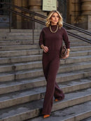 Conjunto Marian de Tricô – Oversized com Manga 3/4 e Calça Wide Leg