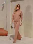 Conjunto Marian de Tricô – Oversized com Manga 3/4 e Calça Wide Leg