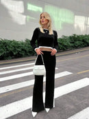 Conjunto Feminino Tricot Jeorgia – Cropped com Calça Wide Leg