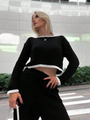 Conjunto Feminino Tricot Jeorgia – Cropped com Calça Wide Leg