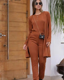 Conjunto Trio Feminino Inverno – Calça, Camiseta e Blusa de Manga Longa em Lanzinha