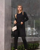 Conjunto Trio Feminino Inverno – Calça, Camiseta e Blusa de Manga Longa em Lanzinha